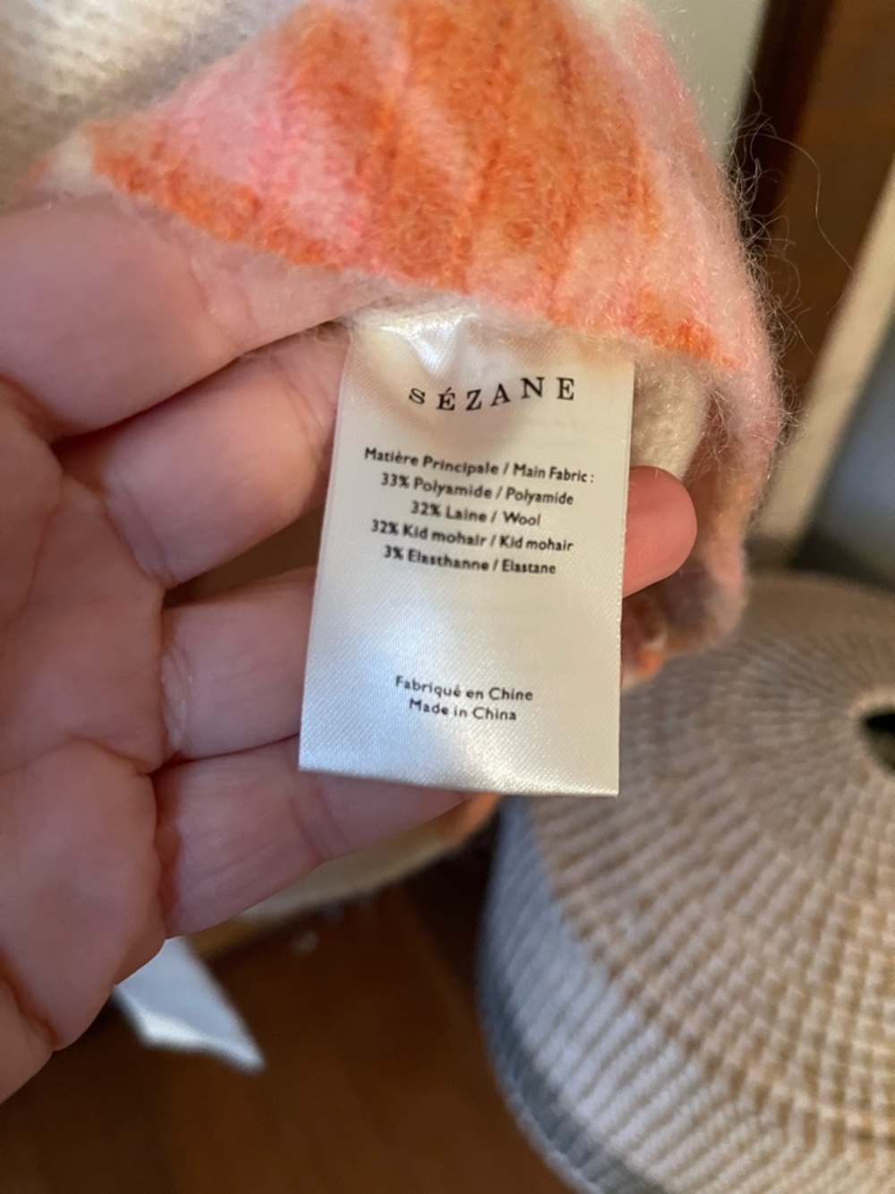 Sezane Floral Tie-back mohair Sweater, S - Picture 3 of 4